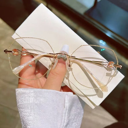Women's Diamond Frameless Anti-Blue Light Reading Glasses