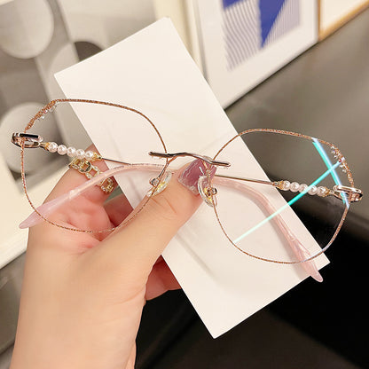 Women's Diamond Frameless Anti-Blue Light Reading Glasses