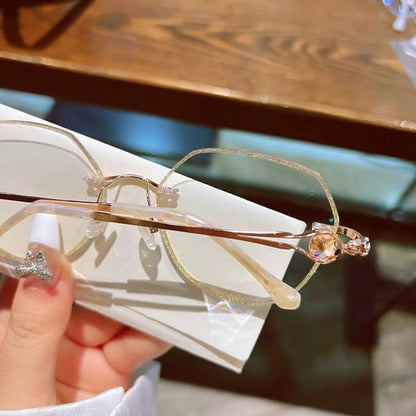 Women's Diamond Frameless Anti-Blue Light Reading Glasses