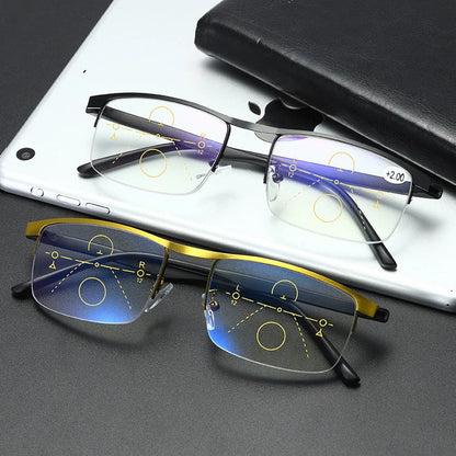 Light Luxury Multifocus Color Changing Anti-Blue Light Reading Glasses