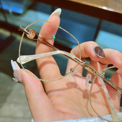 Women's Diamond Frameless Anti-Blue Light Reading Glasses