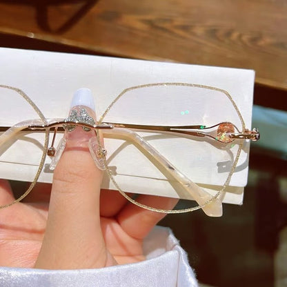 Women's Diamond Frameless Anti-Blue Light Reading Glasses