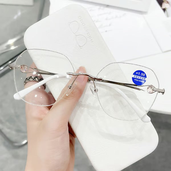 Women's Diamond Frameless Anti-Blue Light Reading Glasses